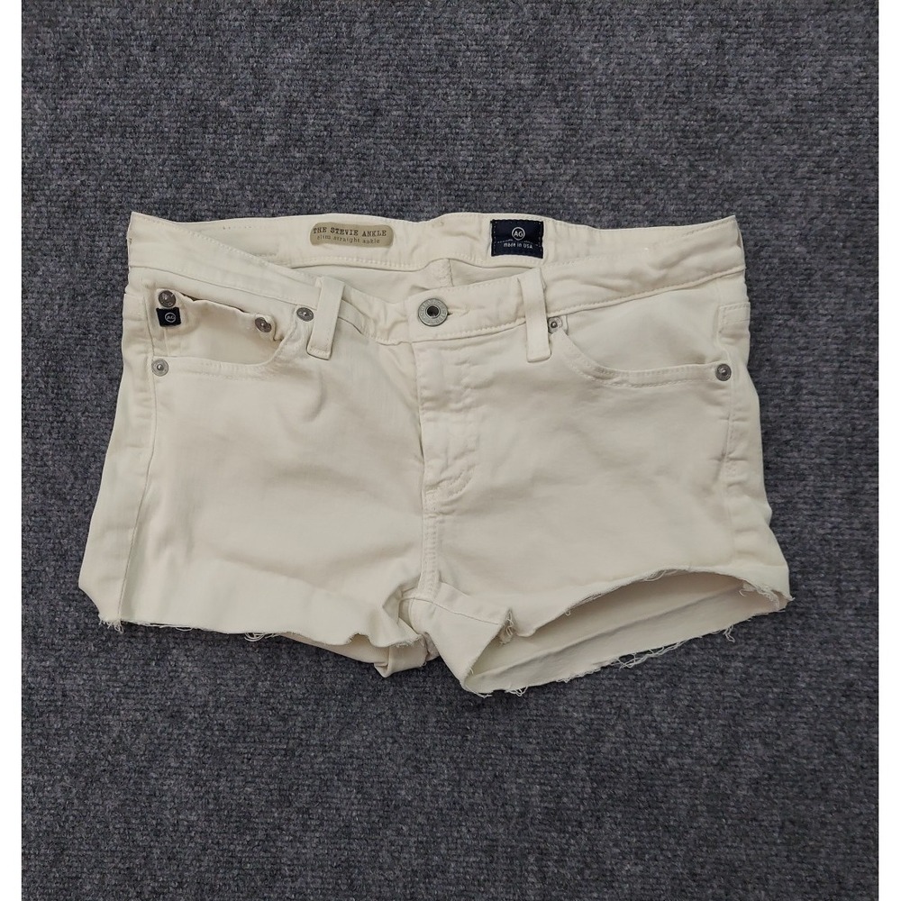 Adriano Goldschmied Shorts 28x2 White Stretch Denim Cut Off Low Rise Stevie